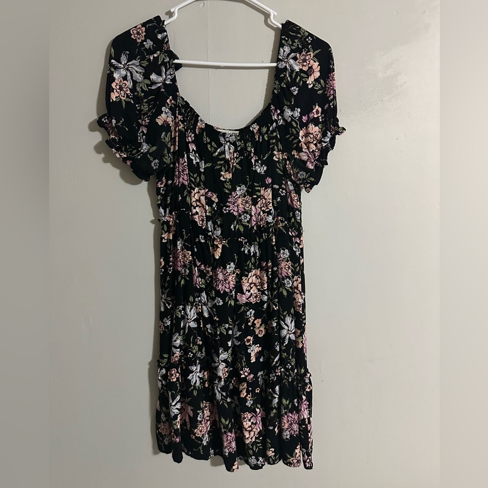 Rewind Black Floral Mini Dress
